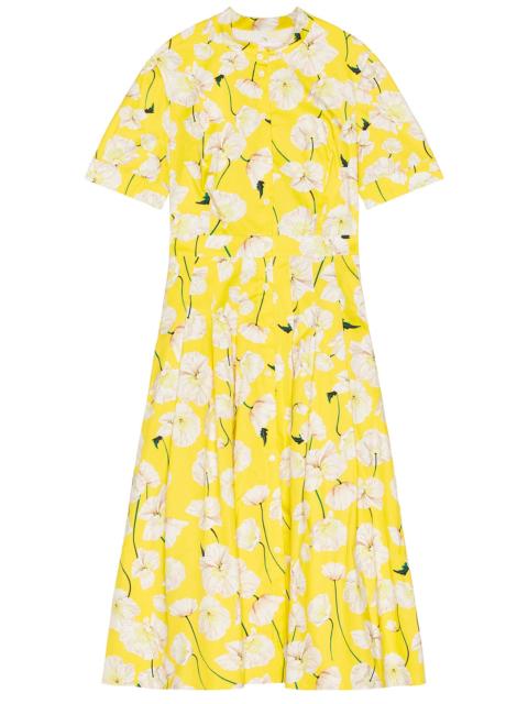 CAROLINA HERRERA Short Sleeve Midi Dress in Taxi Cab Multi