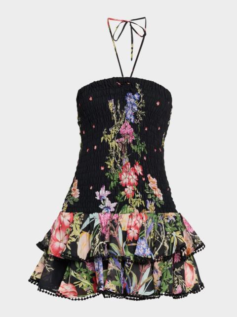 Charo Ruiz Cusia Smocked Drop-Waist Mini Dress