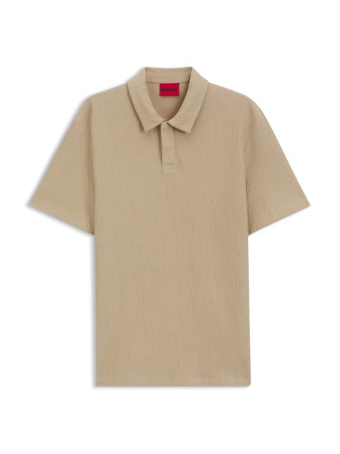 HUGO COTTON-BLEND POLO SHIRT WITH CREASED EFFECT