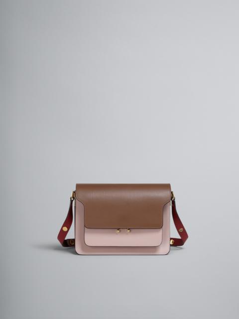 TRUNK MEDIUM BAG IN BROWN PINK AND RED LEATHER