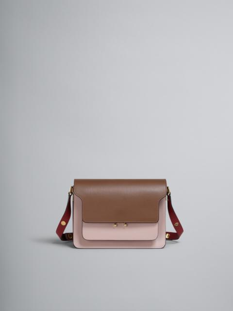 Marni TRUNK MEDIUM BAG IN BROWN PINK AND RED LEATHER