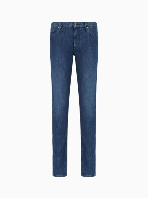 EMPORIO ARMANI J06 WORN-EFFECT WASH, SLIM-FIT, 8 OZ DENIM JEANS
