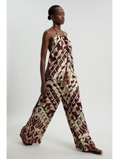 KAREN MILLEN Satin Viscose Multi Print Trouser