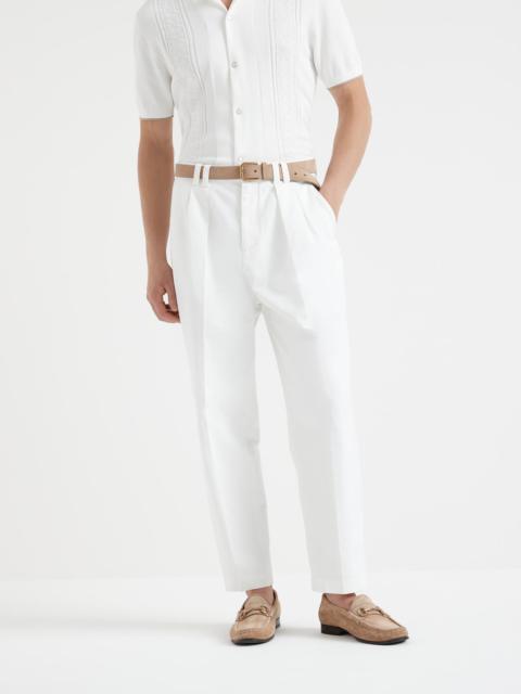 Brunello Cucinelli Twisted cotton gabardine relaxed fit trousers with reversed double pleats