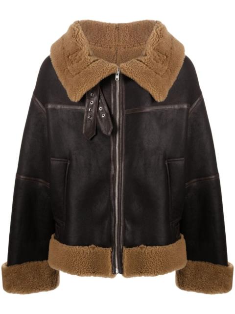 Martine Rose shearling-lined panelled leather jacket
