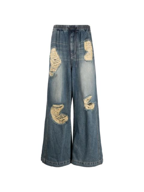 distressed wide-leg jeans
