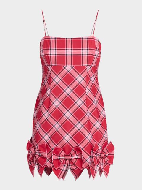 LoveShackFancy Kennedi Tartan Bow Mini Dress