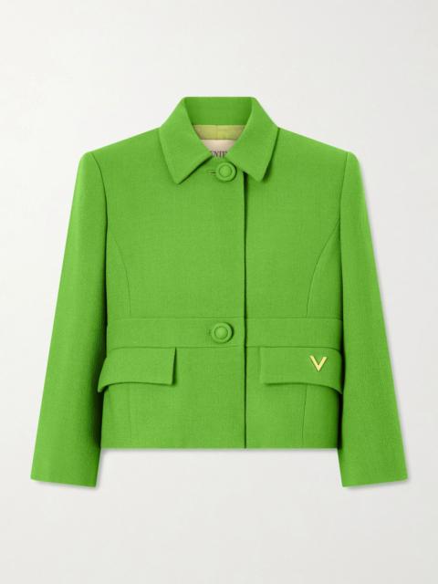 Valentino Cropped wool-crepe jacket Bright green
