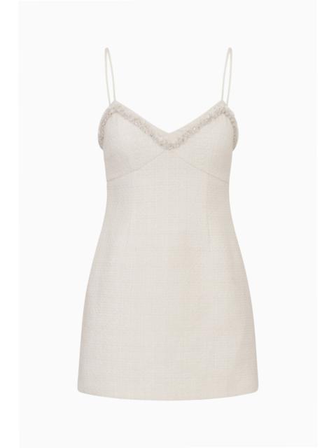 LoveShackFancy Sue Embellished Tweed Mini Dress