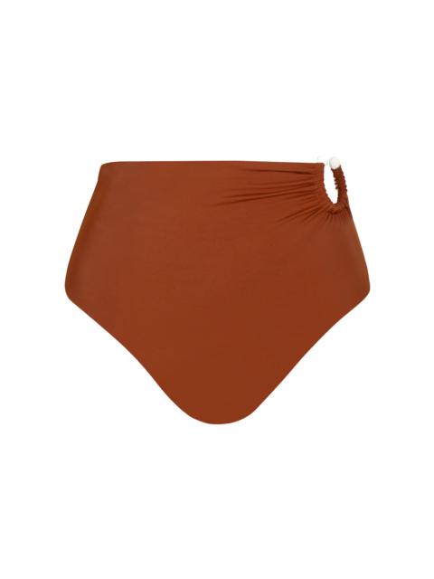 Taita Ring-Detailed High-Waisted Bikini Bottom burgundy