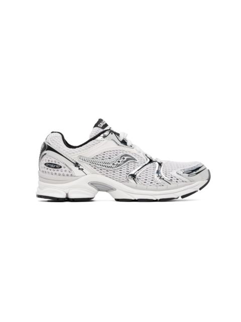 Saucony White & Silver ProGrid Triumph 4 Sneakers