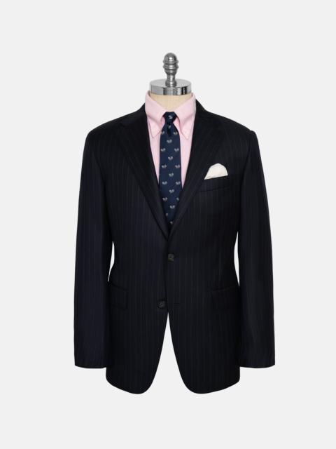 J. PRESS MADE-IN-USA NAVY CHALKSTRIPE TWO-BUTTON DARTED SUIT