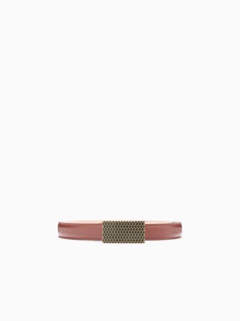 SMOOTH LEATHER BELT WITH 3D PATTERNED PLATE