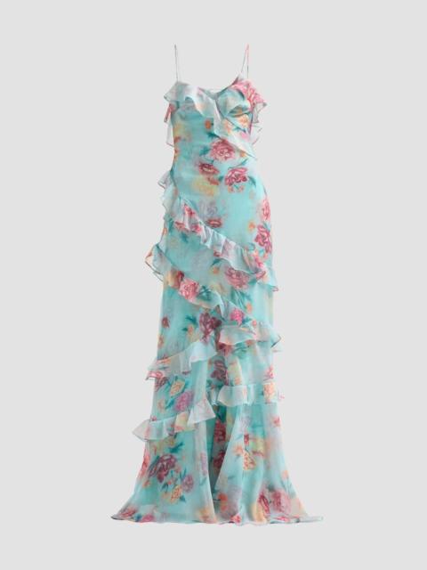 PatBO Women's Flora Mist Floral Ruffle Maxi Dress - Blue