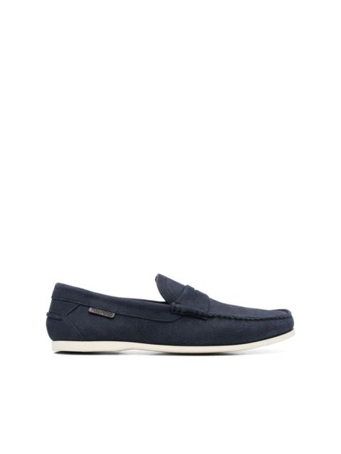suede logo-plaque loafers