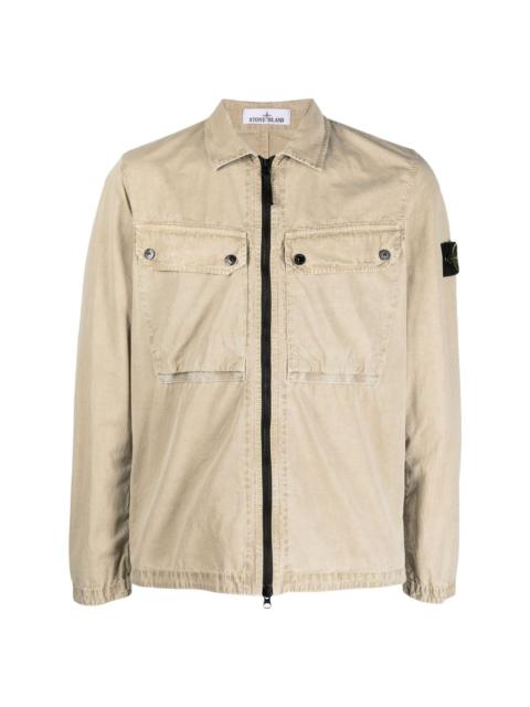 Compass-patch cotton shirt jacket