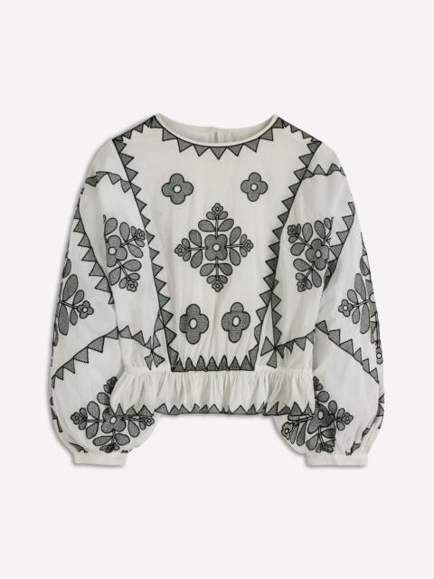 BODEN Embroidered Vacation Top-Ivory
