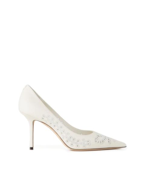 JIMMY CHOO 85mm Love embroidery heeled pumps