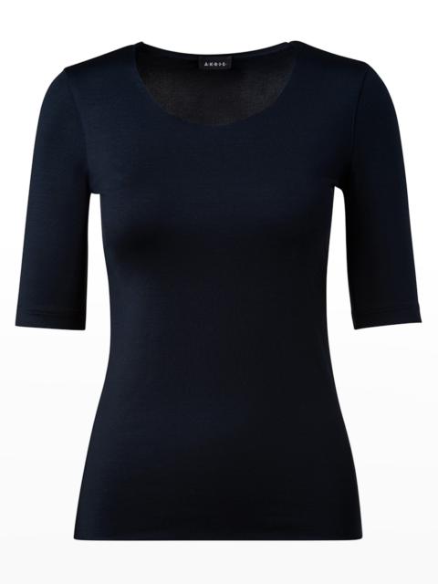 AKRIS Scoop-Neck Silk Jersey T-Shirt