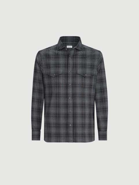 Brunello Cucinelli Cotton madras western shirt