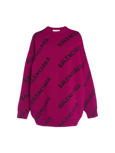 BALENCIAGA Oversized Logo-Knit Sweater purple