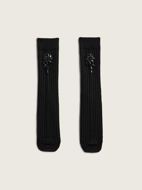 Simone Rocha Poppy Crystal Flower Ribbed Ankle Socks
