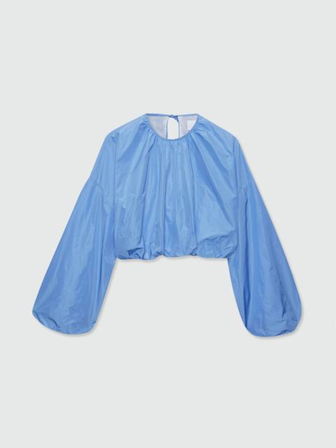 MSGM Light blue cropped taffeta blouse with balloon silhouette