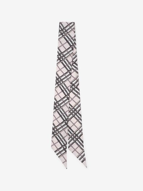 Burberry Skinny Reversible Etched Knight Silk Scarf