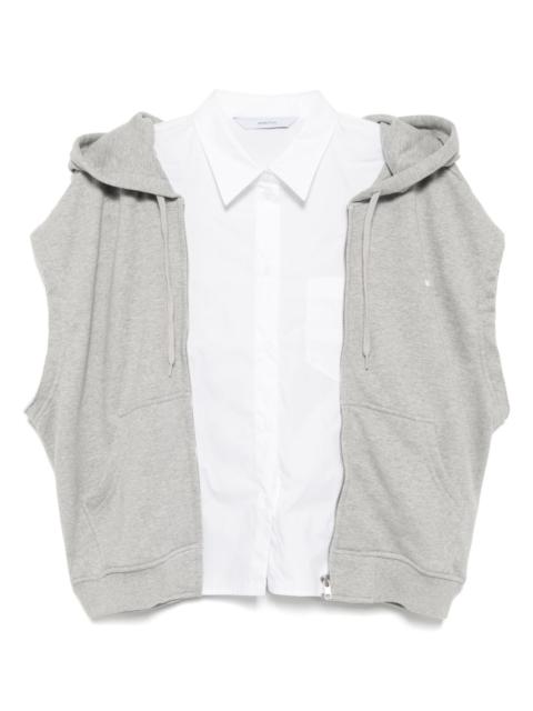 pushBUTTON shirt layered hoodie