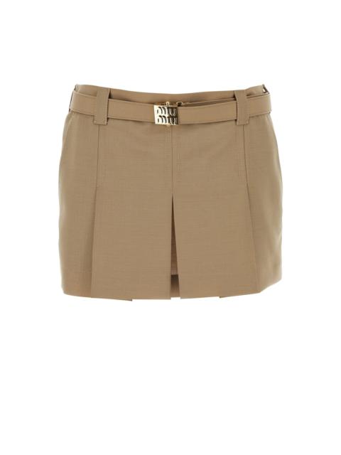 ミニスカート Miu Miu Camel Mohair Blend Mini Skirt Miu Miu ミュウミュウ ミニスカート | ニュートラル | FARFETCH JP
