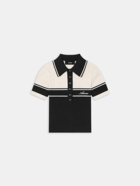AMIRI WOMEN'S SCRIPT KNIT SLIM POLO