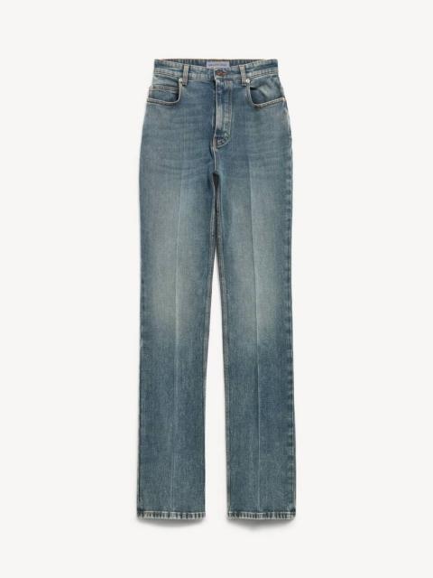 BALENCIAGA Women's High Waist Slim Jeans in Dirty Vintage Blue