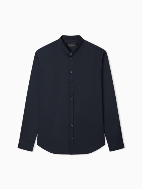 EMPORIO ARMANI SHIRT WITH GURU COLLAR IN TECHNICAL STRETCH COTTON