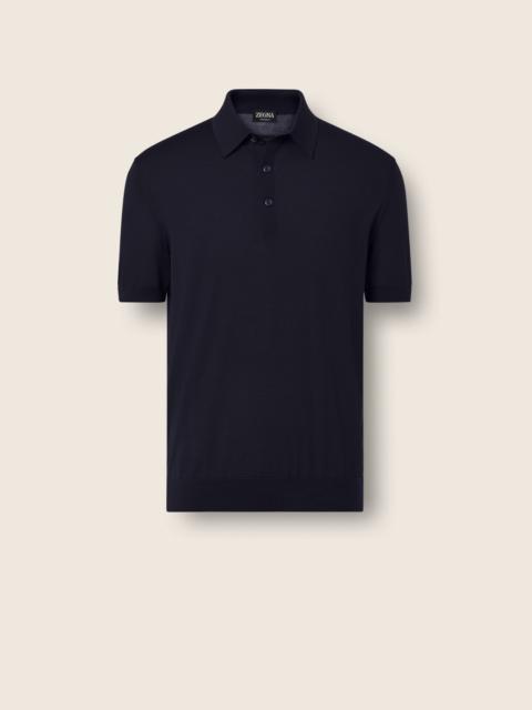 NAVY BLUE 15MILMIL15 WOOL POLO SHIRT