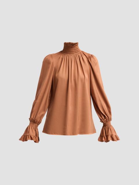 KOBI HALPERIN Women's Maxine Smocked Blouse - Bourbon