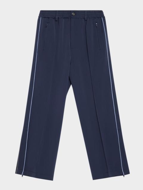 Marni Men's Wool Stretch Wide-Leg Pintuck Trousers