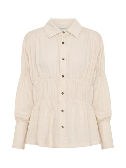 ONE TEASPOON Harper Ruched Longsleeve Shirt - Cream