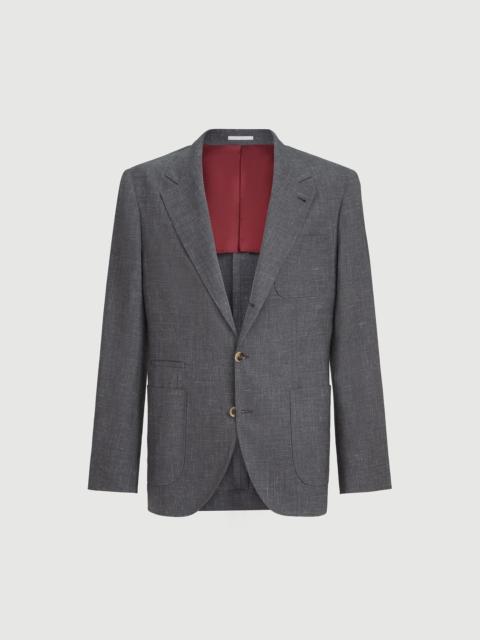 Brunello Cucinelli Wool, silk and linen slubbed fresco deconstructed blazer with patch pockets