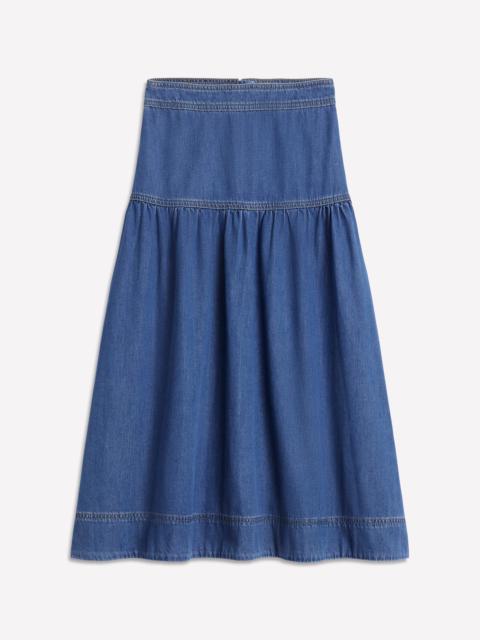 BODEN Yoke Detail Denim Midi Skirt-Mid Vintage