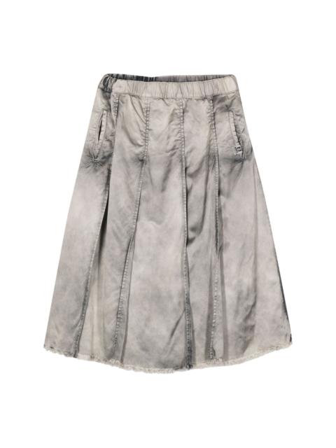 pleated denim skirt