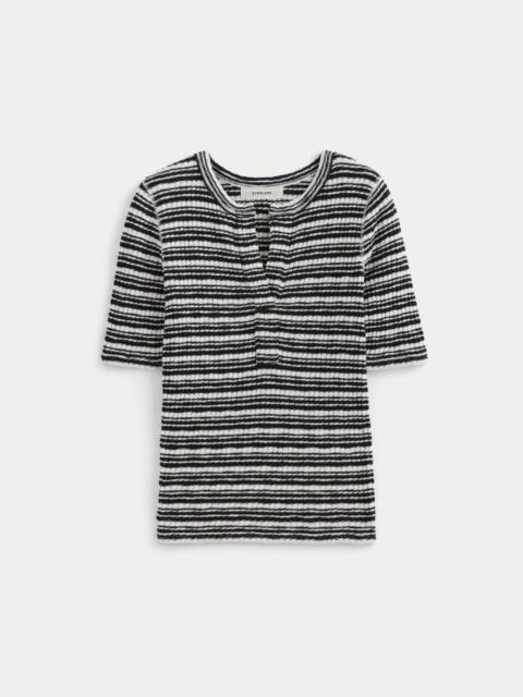 EVERLANE THE RIB-KNIT SHORT-SLEEVE HENLEY