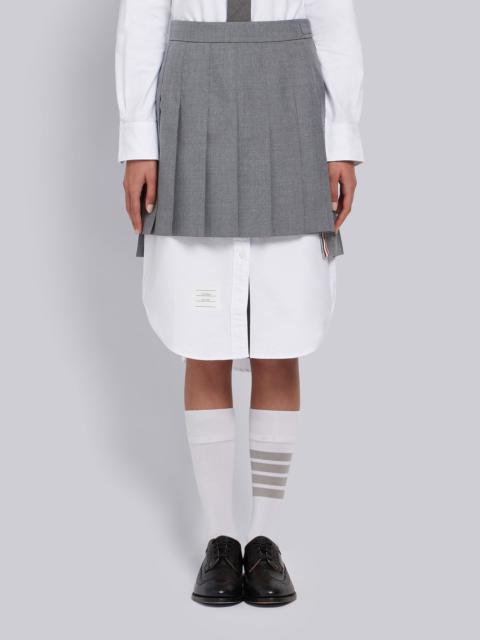 Thom Browne Medium Grey School Uniform Plain Weave Grosgrain Stripe Dropped Back Pleated Mini Skirt