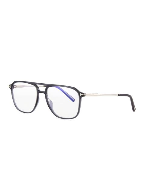 TOM FORD Men's FT5665-BM54 Blue Light Blocking Navigator Optical Glasses