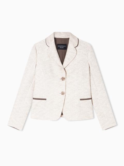 EMPORIO ARMANI ICON JACKET IN A JACQUARD WOOL BLEND WITH AN EMBOSSED PATTERN