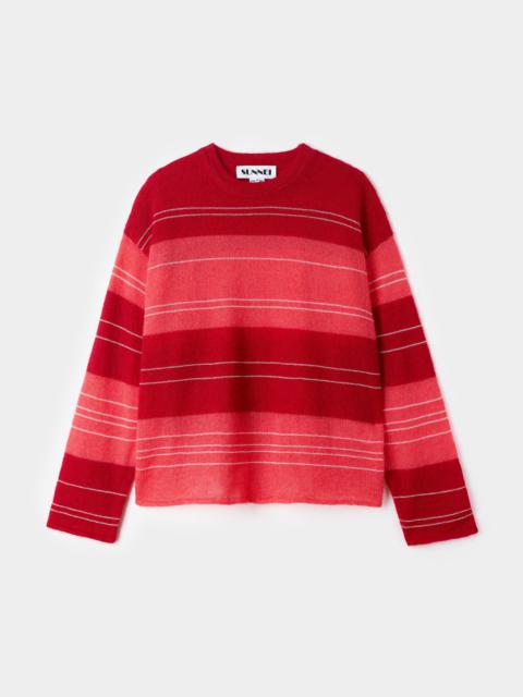 SUNNEI MOHAIR CREWNECK JUMPER / red & pink stripes