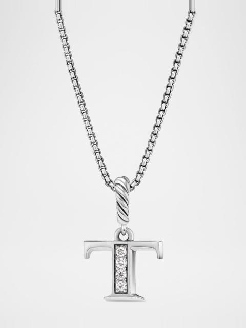 DAVID YURMAN Pave Initial Pendant Necklace with Diamonds in Silver, 17mm