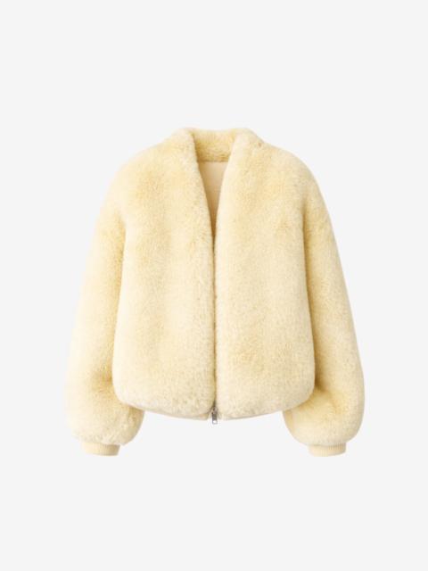 The Frankie Shop Senna Faux Fur Collarless Jacket - Pale Yellow