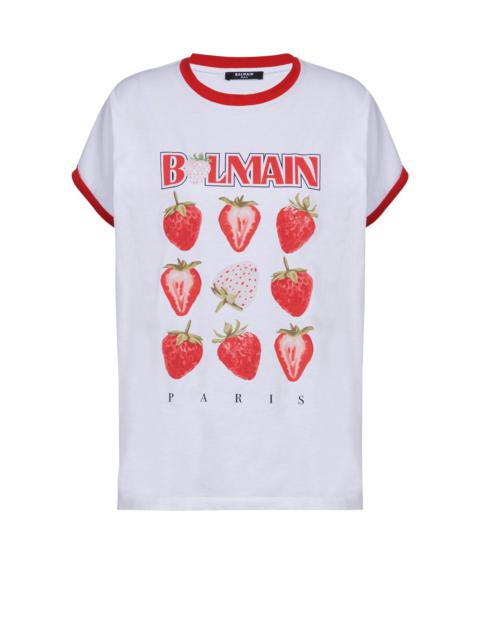 Two-tone T-shirt with Balmain Strawberry print