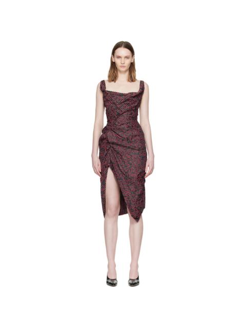 Vivienne Westwood Black & Red Sleeveless Side Panther Midi Dress