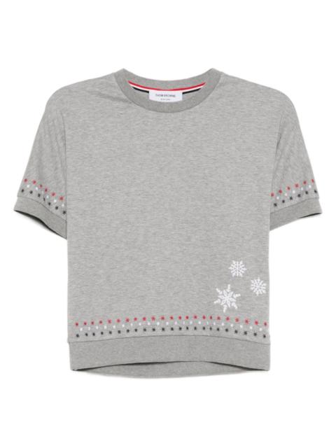 Thom Browne snowflake-embroidered cotton T-shirt